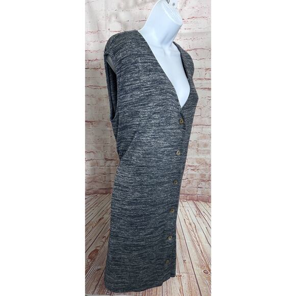 Aritzia Wilfred Free Kemesky Heathered Gray Blue Dress Sz M Sleeveless Button - Picture 5 of 7